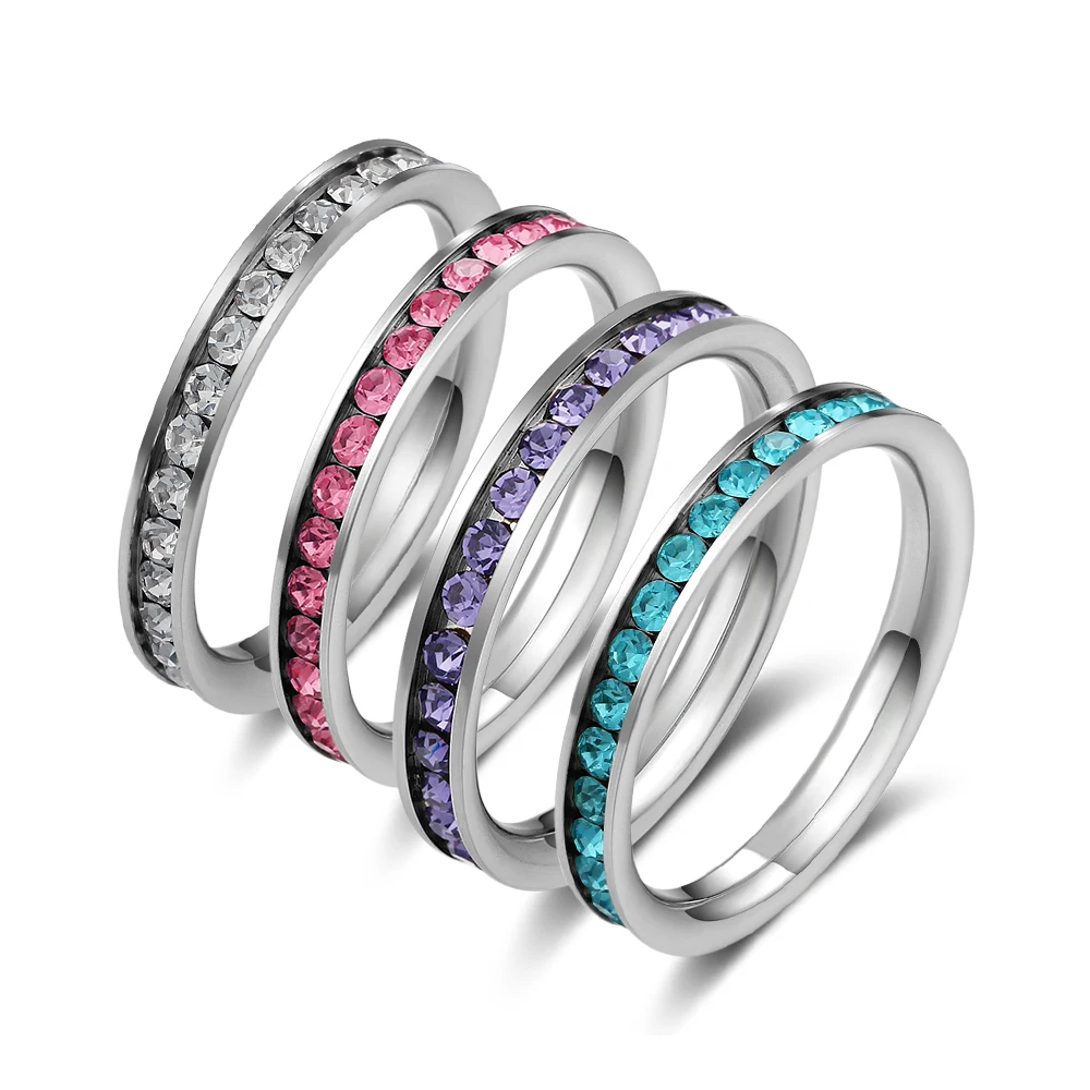 Engagement Rings Anniversary Rings Jewelry Women 316L Stainless Steel Eternity Ring for Wedding