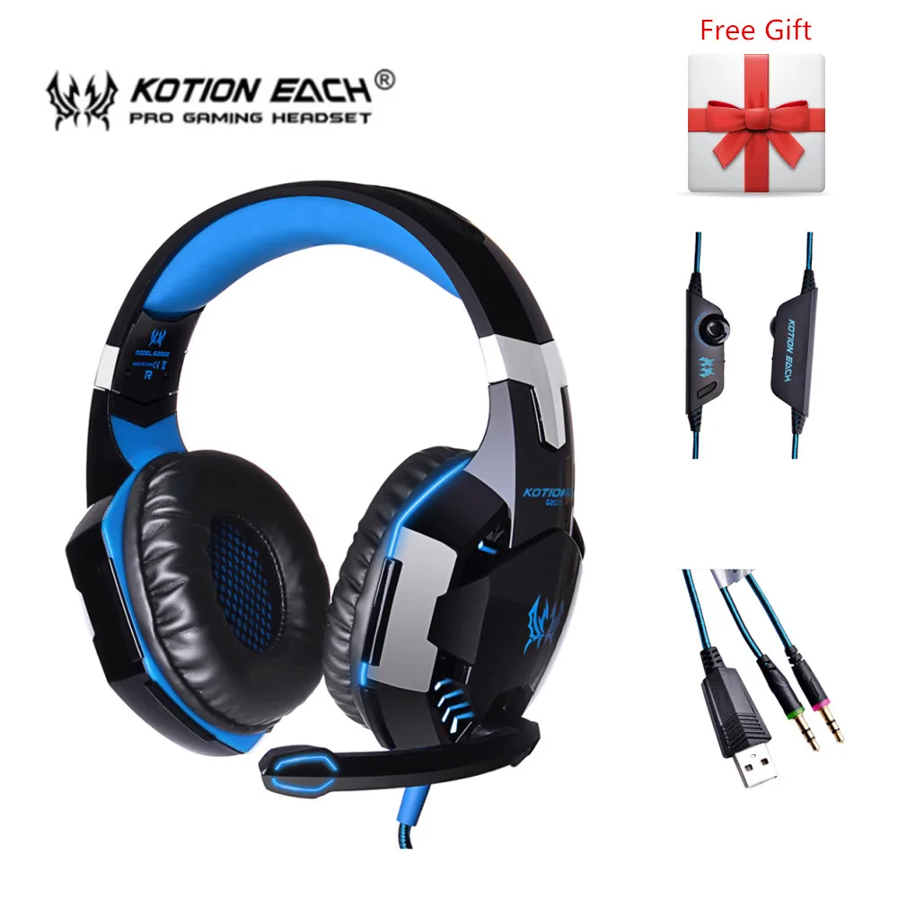 Kotion EACH G2000 LED Lighting Computer Stereo Gaming Headphones Headset Game Earphone With Mic