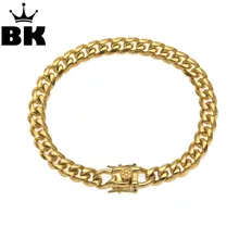 7 мм браслет из нержавеющей стали с кубинским звеном в стиле «Майями», Золотой мужской аксессуар, вечерние ювелирные изделия в стиле «хип-хоп», мужской браслет, Прямая поставка