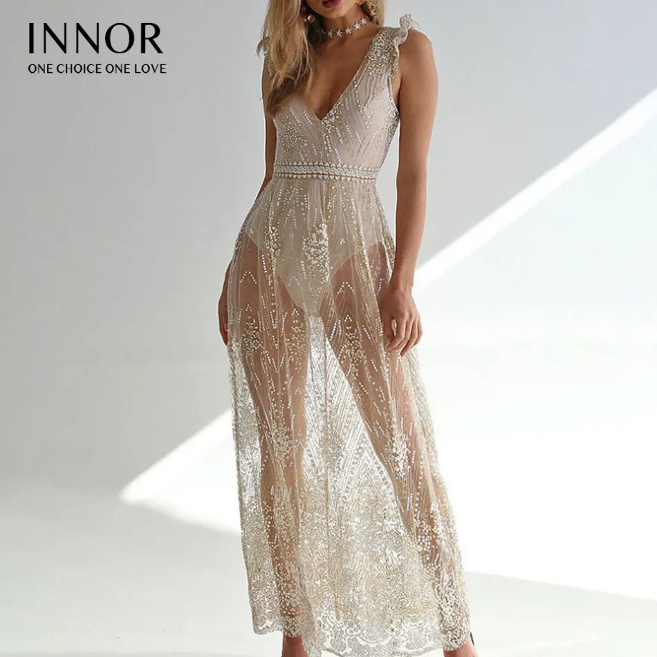(customers made) Hollow Out Shine Sequin Maxi Dress Women Autumn Winter Backless Ruffles Mesh Party Christmas Dress Vestidos