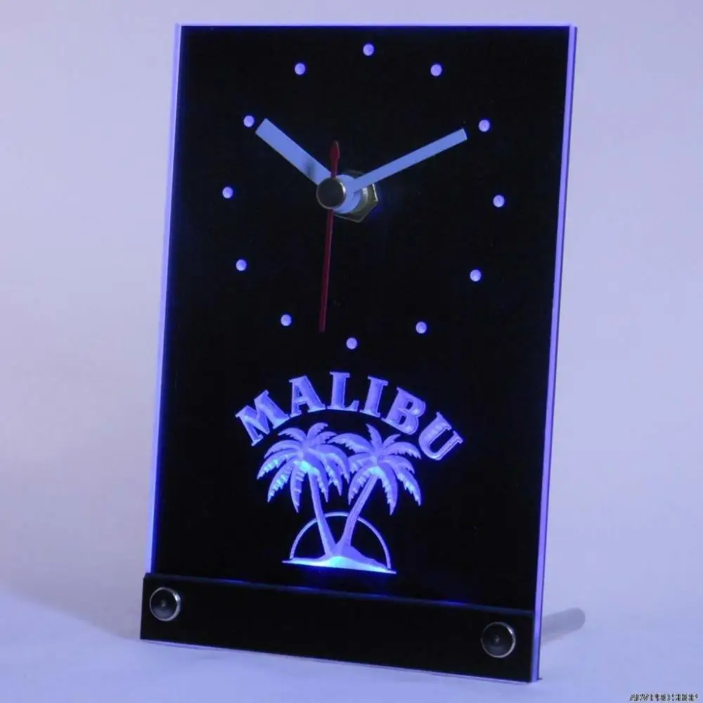 

tnc0126 Malibu Rum Bar Beer Pub Table Desk 3D LED Clock