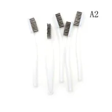 5 шт. латунная проволочная щетка 6,9x0,47x0,79 дюймов Длина белая пластиковая ручка латунная проволочная щетина кисти