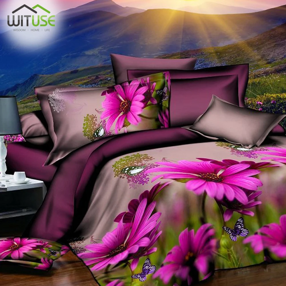 

High quality down quilt HD CHARMING FLOWERS 3D BEDDING SET DUVET QUILT COVER PILLOW CASES TWIN QUEEN Comfortable and breathable