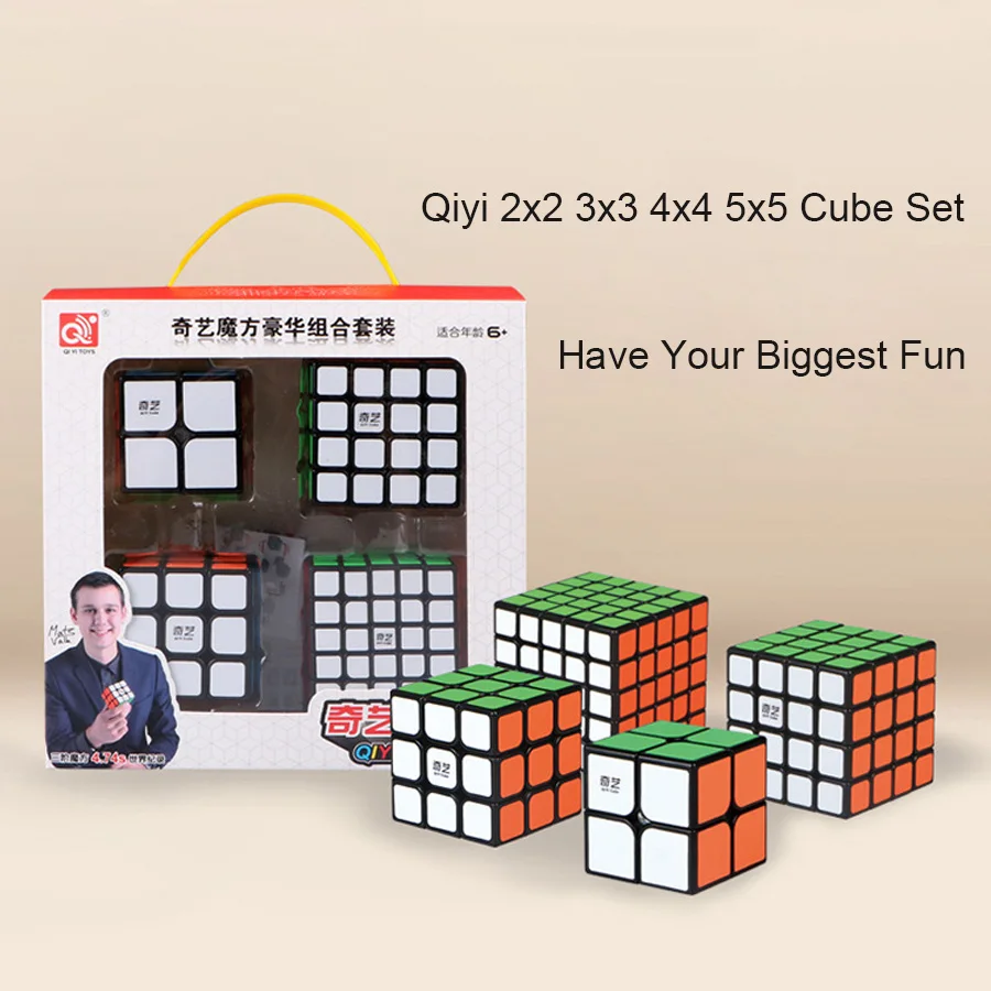 4 шт./компл. QiYi Mofangge набор из магических кубов в необычном-shape форме, благодаря чему создается ощущение невесомости с 2x2/3x3/4x4/5x5 спидкуб Megaminx Профессиональный кубики забавные игрушки для детей