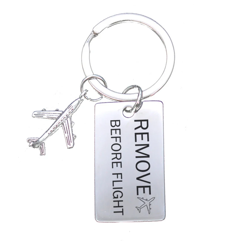 

Insert Kiss Remove Before Flight Keychain Stanless Steel Air Plane Key Ring Aviation Gift Car Couple Key Chain Engrave Women Men