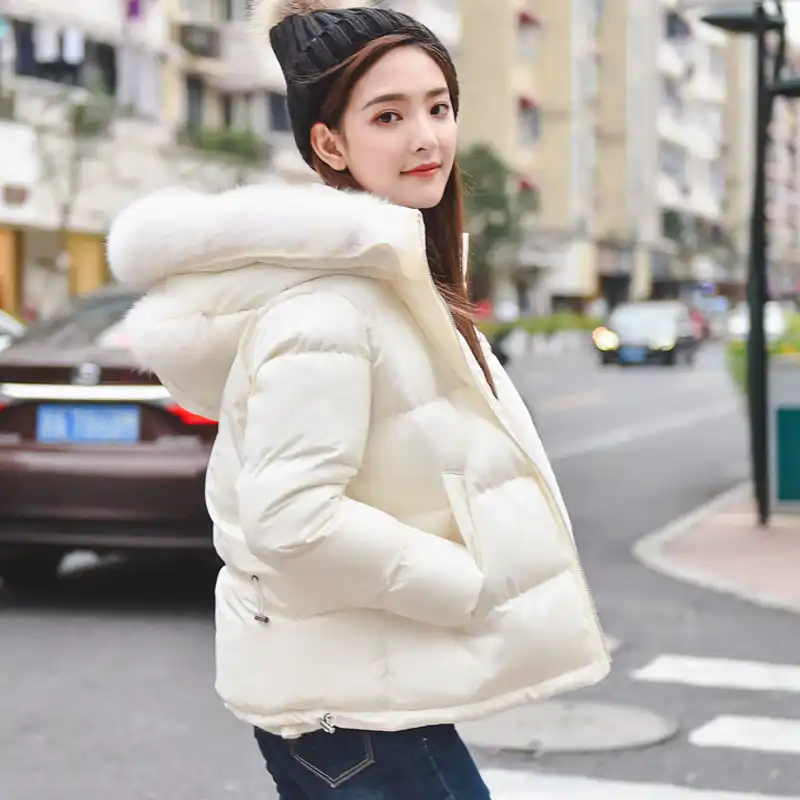 Oversized Coats White Winter Jacket Women Short Parkas Cotton