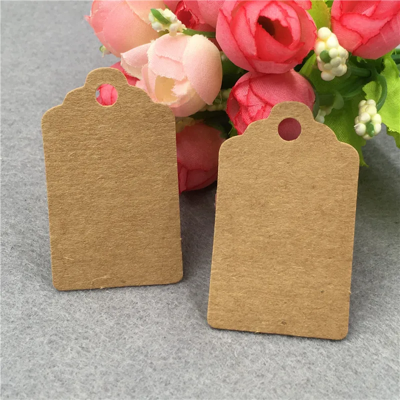 

200Pcs Simple Style Tags and Hemp Strings for Jewelry Box Products Gift Hang Tags Brown Black White Blank Kraft Paper Cardboard