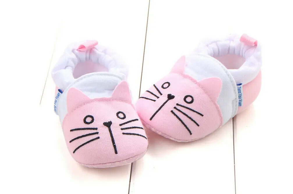 Newly Cute Infant Kids Girls Boys Crib Shoes Soft Cartoon Cotton Shoes Toddler Boots Slipper