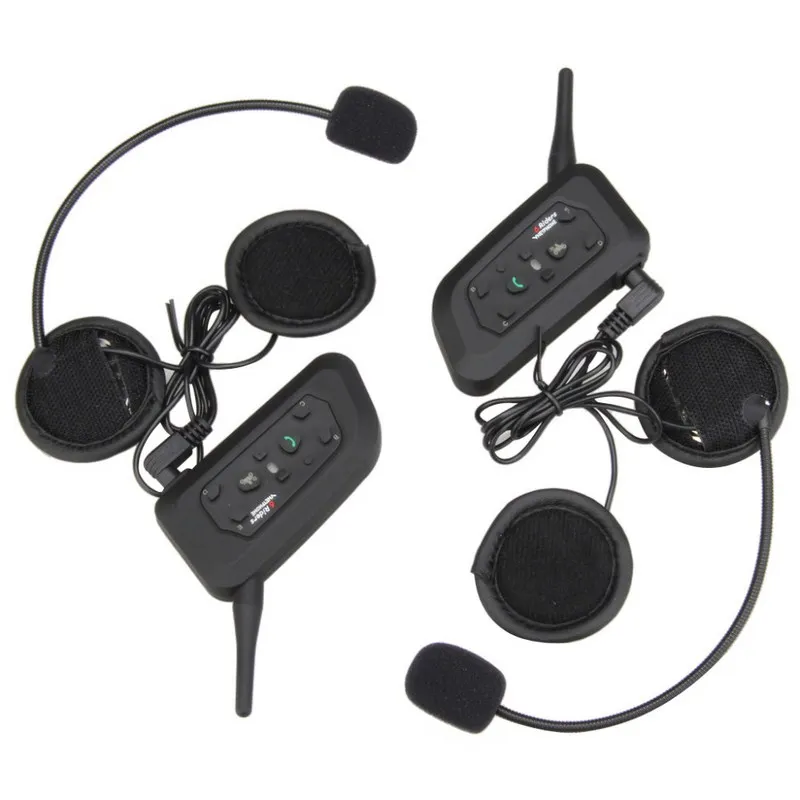 

1200M Intercom One Pair Motorcycle Intercom Bluetooth Stereo Music 3.5mm Audio Input Helmet Headset 500 mAh Polymer Li Battery