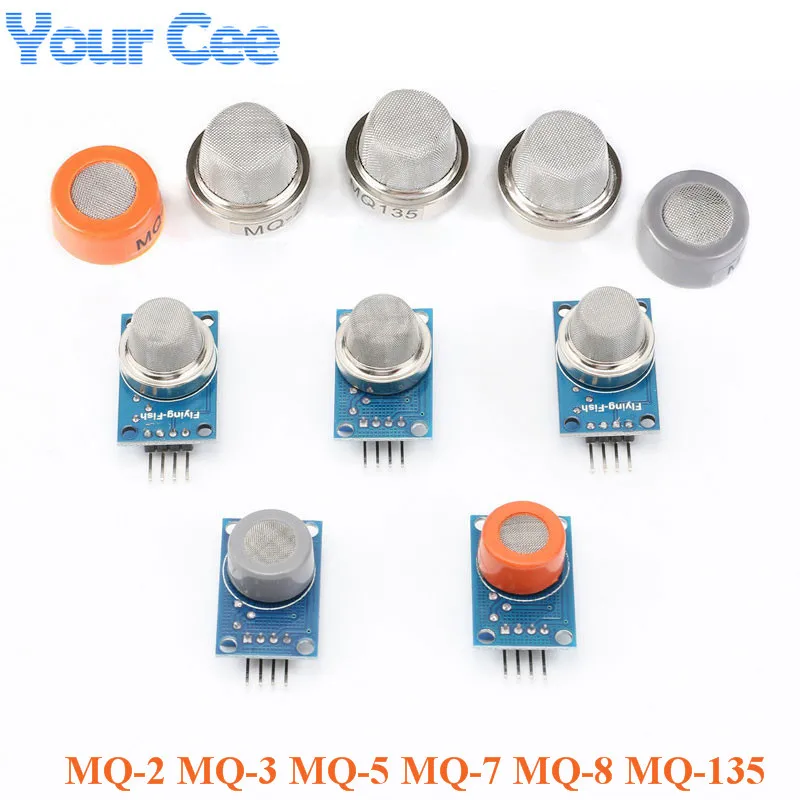 

MQ-2 MQ-3 MQ-5 MQ-7 MQ-8 MQ-135 Detection Smoke Methane liquefied Gas Sensor Module for Arduino Starter DIY Kit