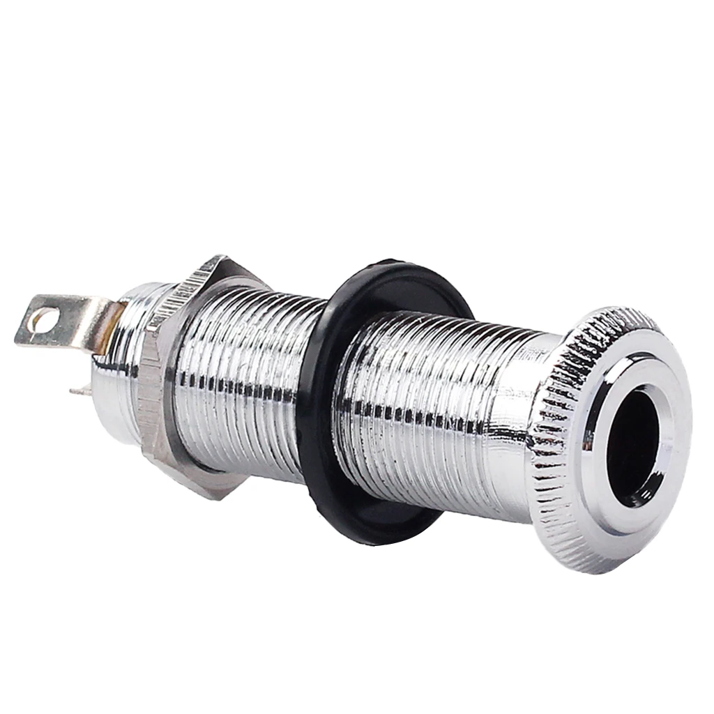Tooyful Durable Copper 6.35mm Mono Guitar Cylinder Endpin Jack Socket DIY 45mm/1.77inch Musical Instrument Accessory