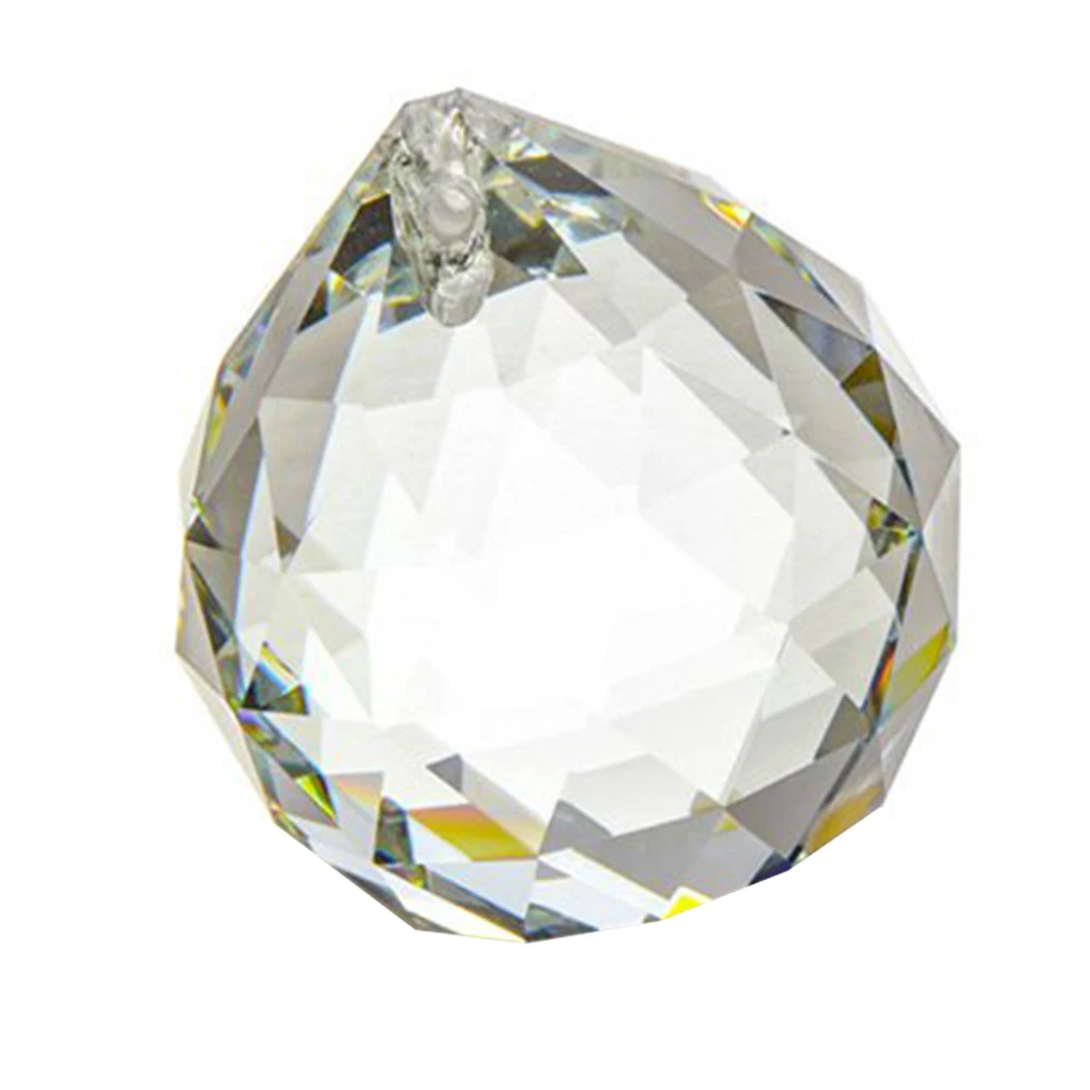 

Decorative Home Hanging Mini Transparent Prism Crystal Ball Living Room Modern Craft Chandelier Light Pendant Faceted Glass