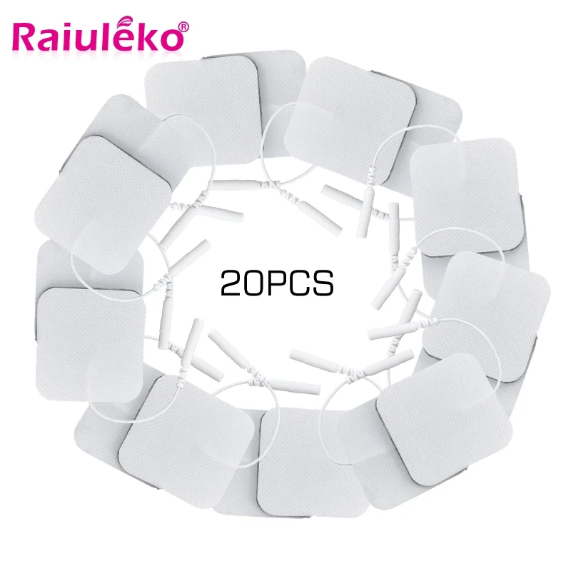 

10/20pcs Self Adhesive Replacement Tens Electrode Pads 5*5 Cm Muscle Stimulator Electric Digital Machine Massager for 2mm Plug