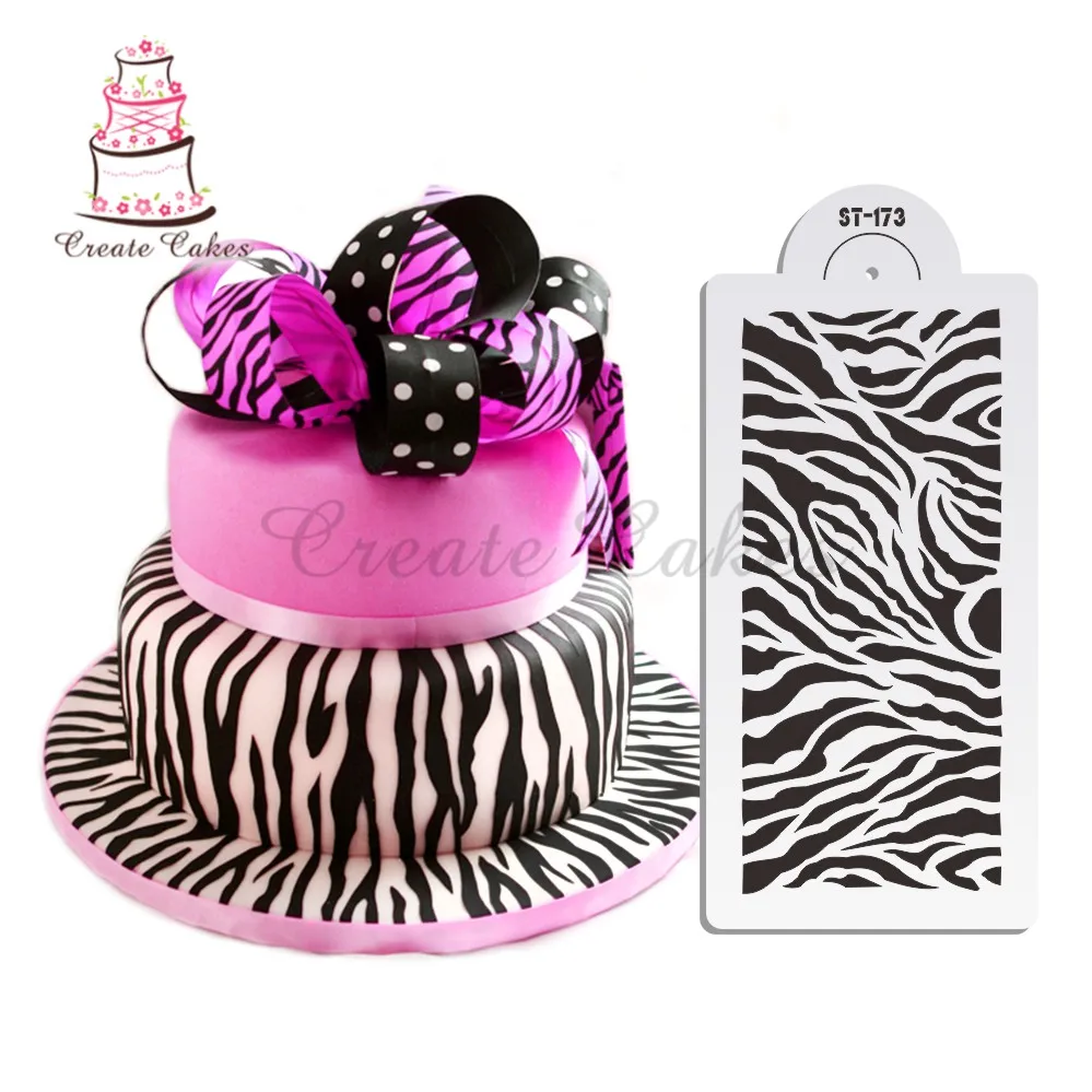 

Zebra Skin Cake stencil for Celebration Cake Design Plastic Template for Cupcake and Cookies Decoration Fondant Lace Mold Tools