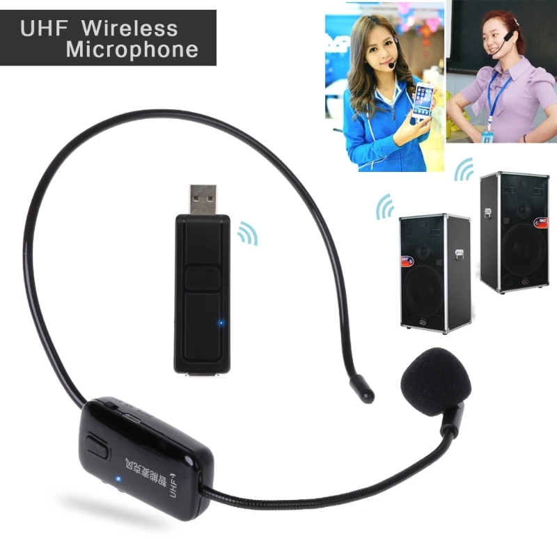 UHF USB беспроводной головной износ микрофон конденсаторный микрофон для динамика громкий динамик