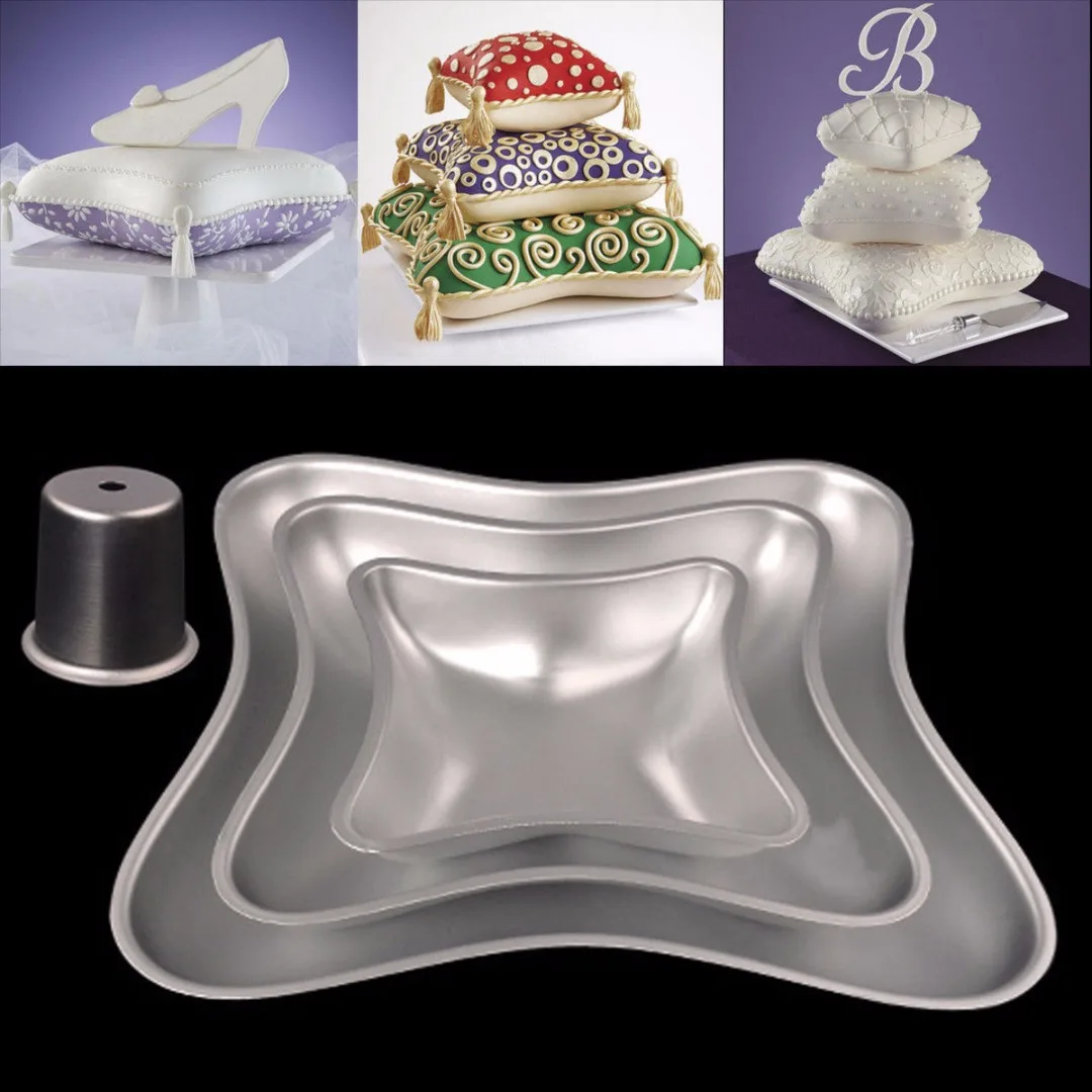 JX-LCLYL 4pcs Cake Tins Mold Pillow Cushion Shape Cake Baking Pan Aluminium Alloy Mold