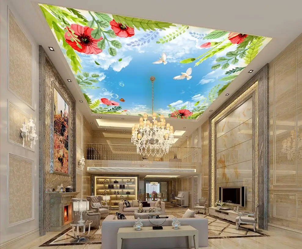 WDBH kustom 3d langit  langit  mural wallpaper  burung kupu 