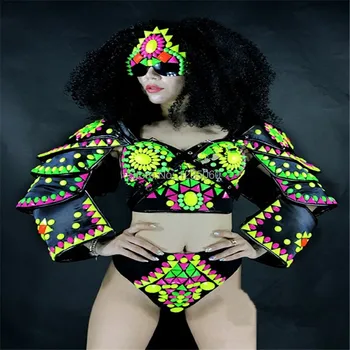 

WYY Ballroom dance sexy women singer costumes dj disco party wears dresses catwalk performance bar cloth bra helmet glasses ktv