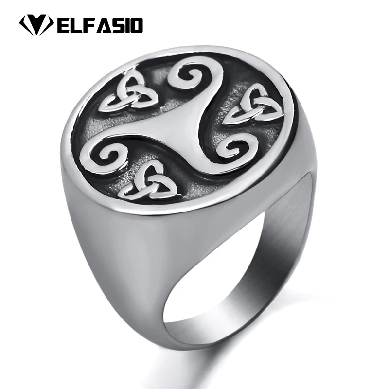 

Elfasio Mens Boys Stainless Steel Ring Celtic Knot Silver Tone Fashion Jewelry size 8-13