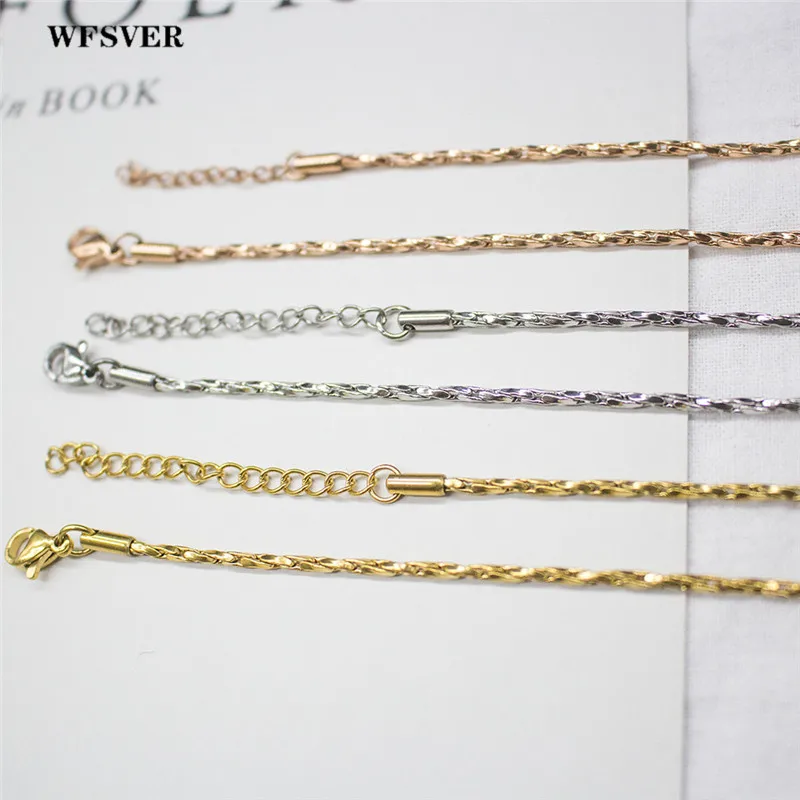 WFSVER 45 + 5 см 2 мм золото/серебро/розовое золото/черная цепочка из нержавеющей стали с застежкой Омаров для женщин Diy ожерелье для изготовления