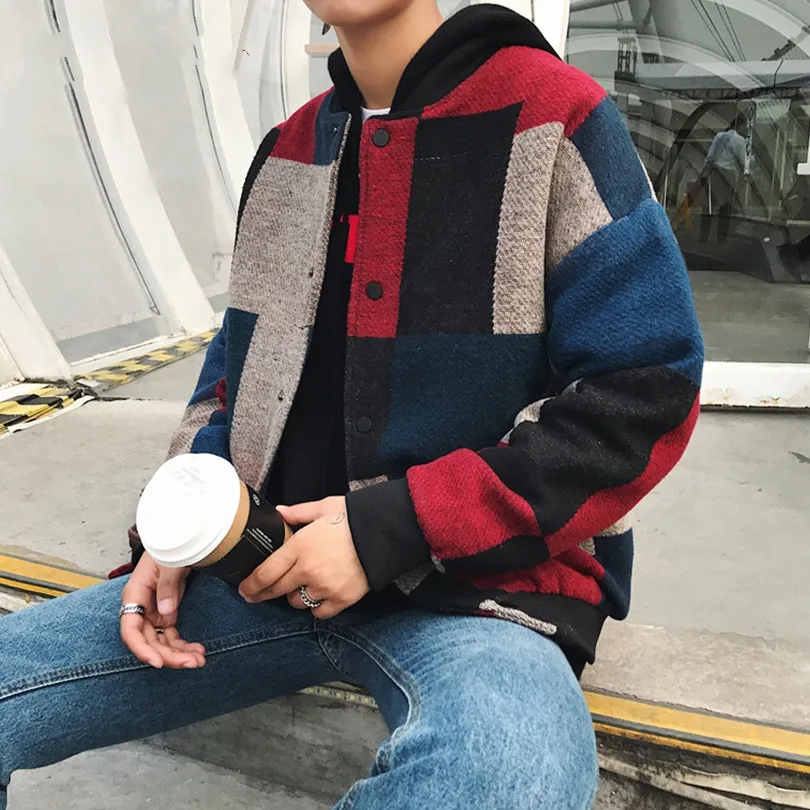 Zogaa Woolen Plaid Bomber Jacket Men Fashions Hip Hop Streetwear Winter Jacket Men Coat Men Patchwork Jacket Coat 2019 Sping New Zogaa Woolen Plaid Bomber Jacket Men Fashions Hip Hop Streetwear Winter Jacket Men Coat Men Patchwork Jacket Coat 2019 Sping New