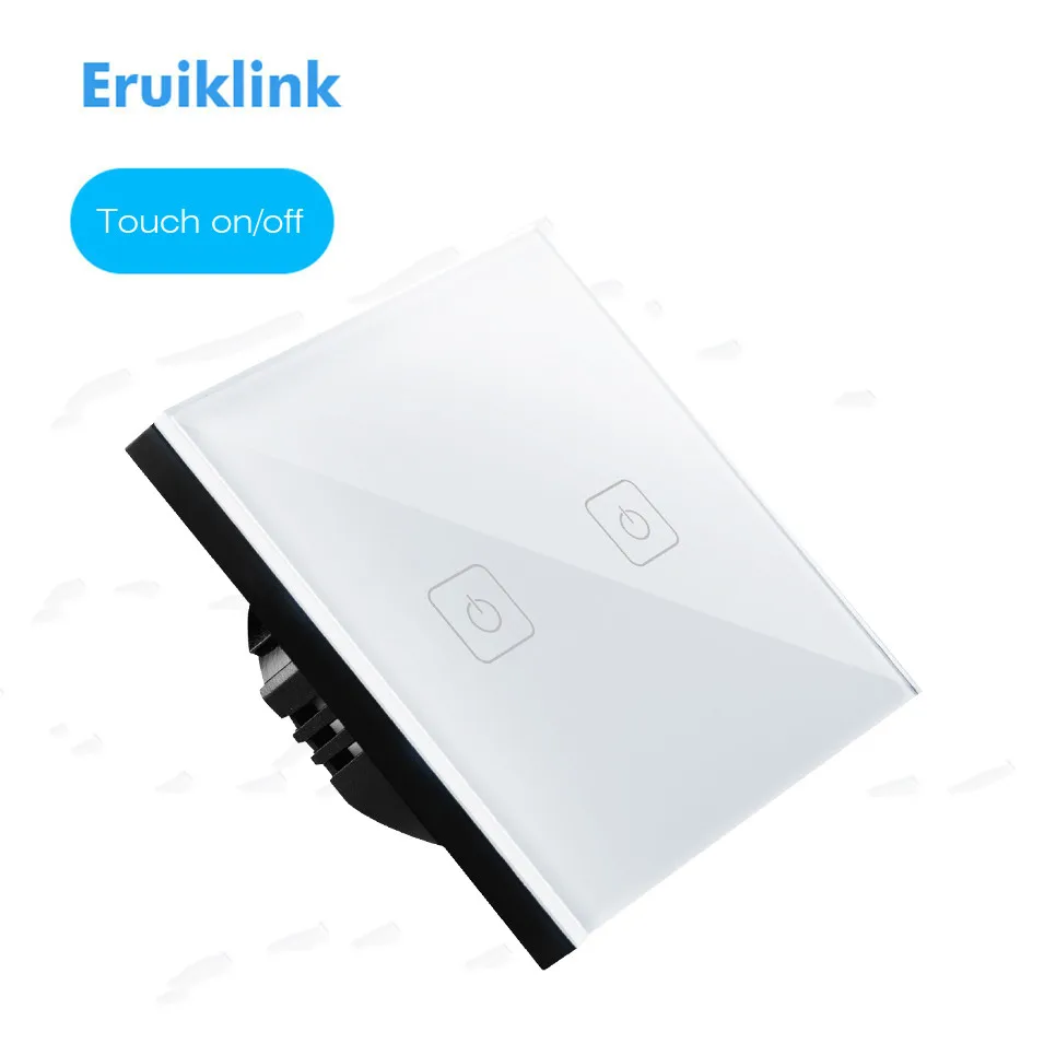 EU/UK Type Eruiklink Touch Switch 1 Gang 2 Gang 3 Gang 1 Way,Crystal Glass Switch Panel, Single FireWire Touch Sense Wall Switch