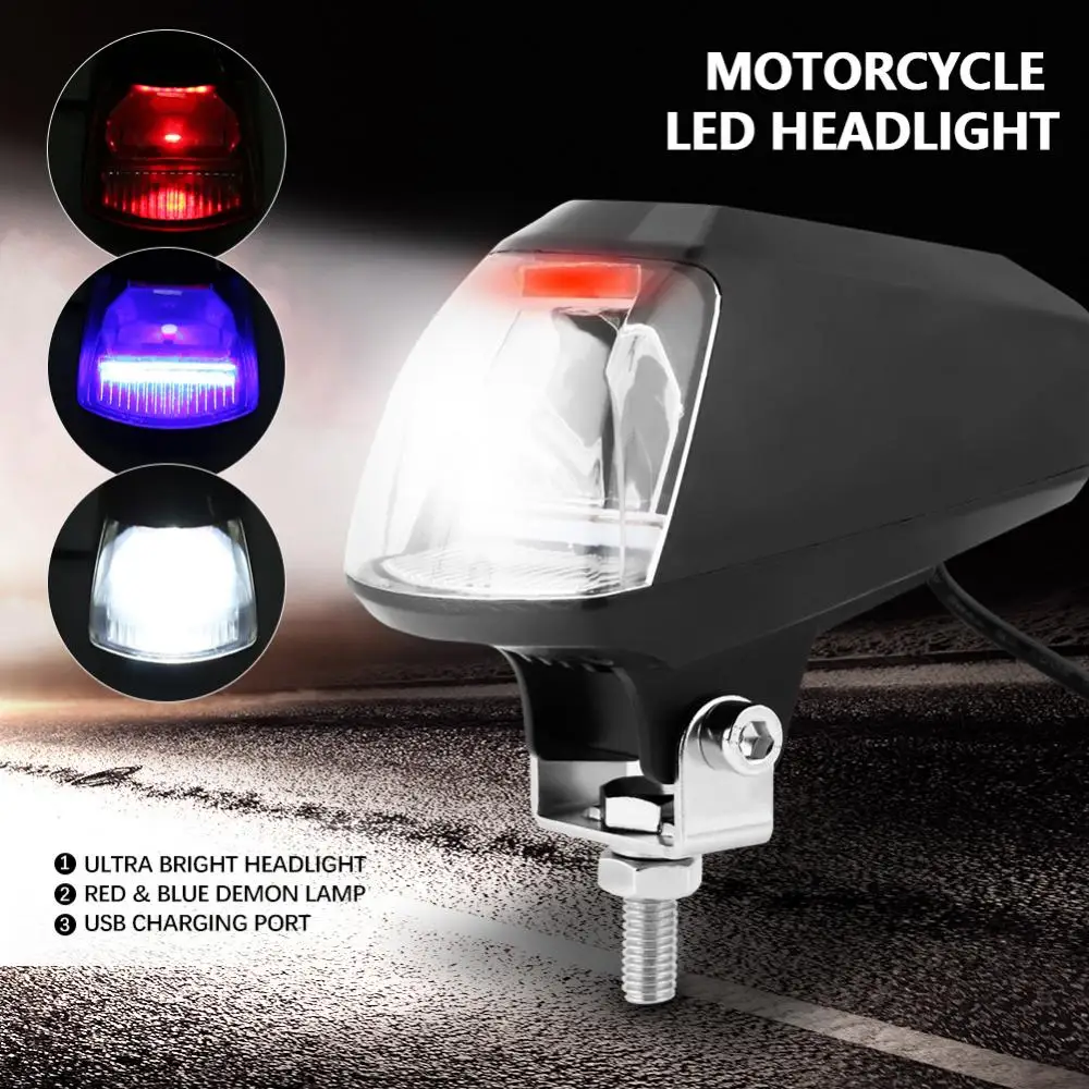 

Motorcycle 2000lm LED Headlight Demon Lamp Lights with USB Charger Lamp Bulb Waterproof DC 12V