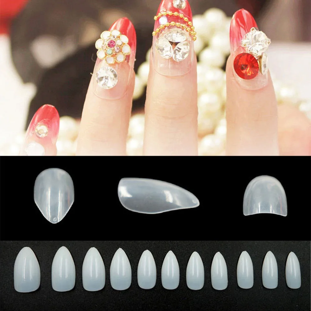 600pcs Fashion False Nail Plastic Nail Art Tips Natural Fake Nails
