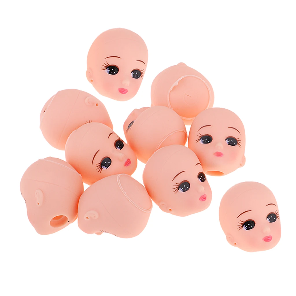 10pcs Mini Vinyl Sleeping Baby Doll Head For Licca Doll DIY Supplies