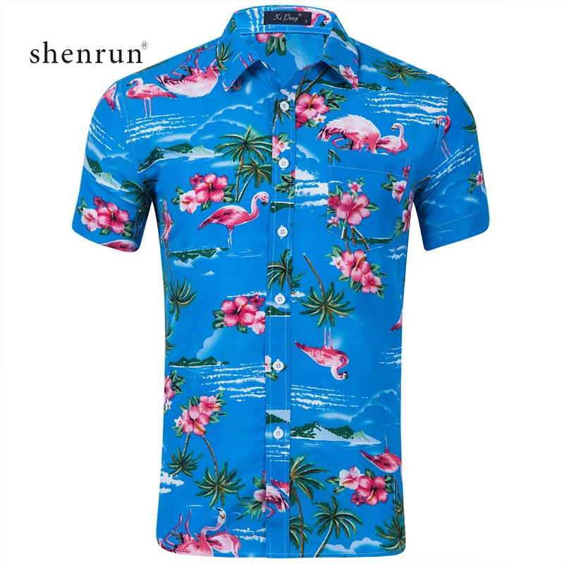 ShenRun 2019 Мужская рубашка Летняя стильная пляжная с принтом пальмы мужская