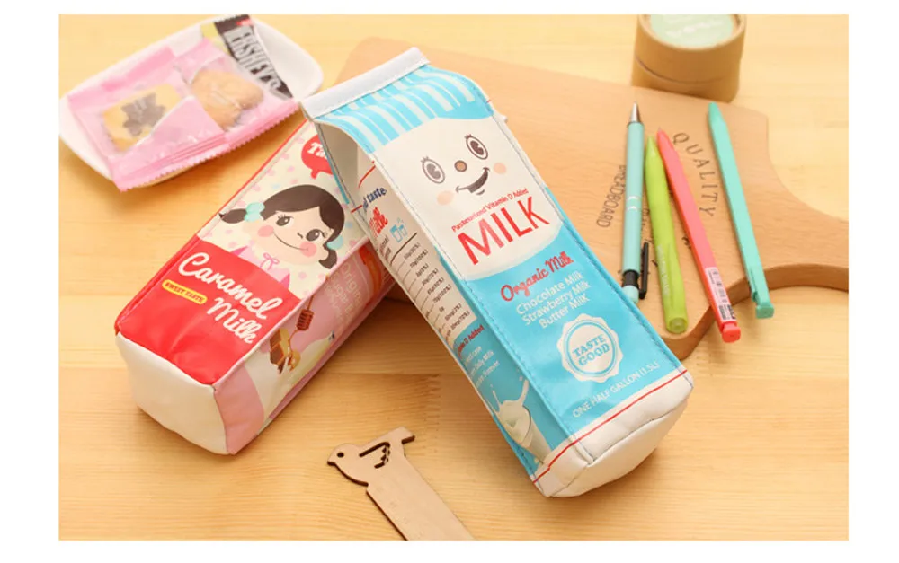 Cute Kawaii Pencil Case Creative Milk Pencil Bag For Kids Gift Novelty School pencil pen holders new A30