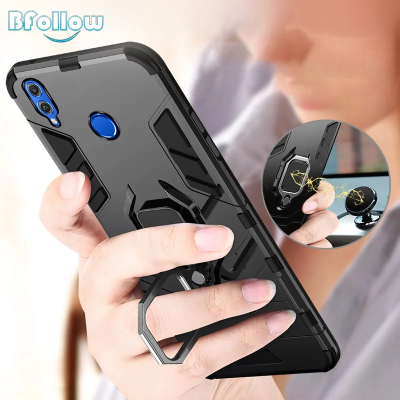 

BFOLLOW Armor Iron Man Case for Huawei Honor 8X / 8X Max Hard Matte PC + Silicone Soft Back Cover Coque Black