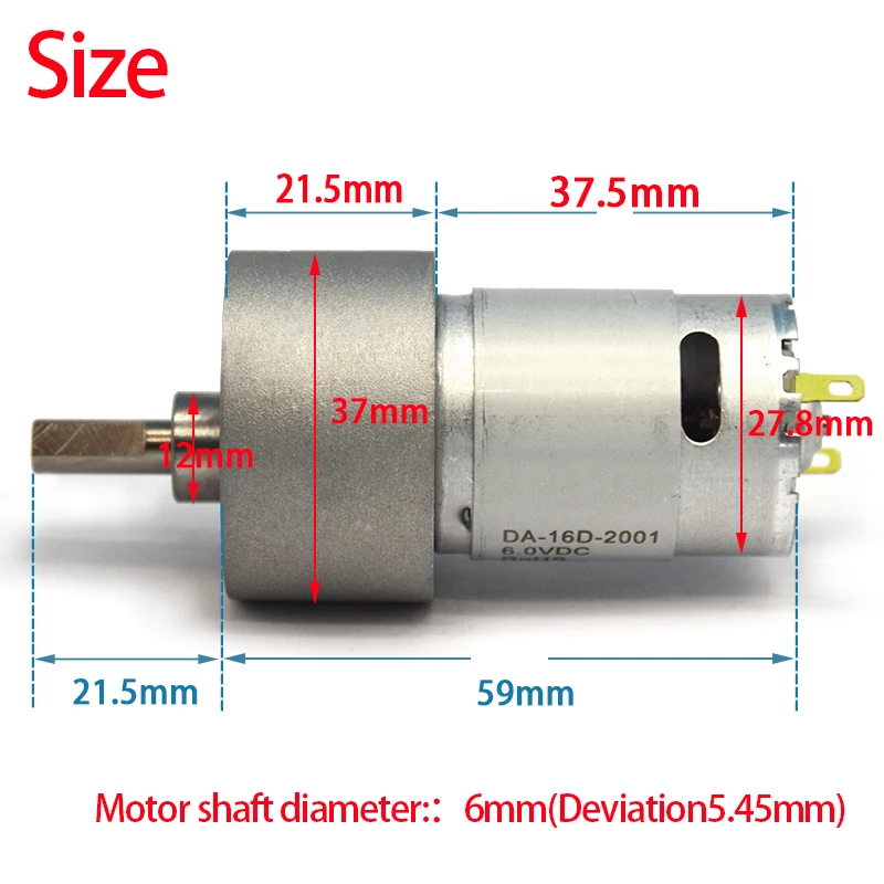 37 ГБ 37 мм 200 об/мин Мощный крутящий момент 5 кг* см DC 5 в 6 в 12 В мотор с высоким крутящим моментом коробка передач мотор-редукторы мотор с ЧПУ