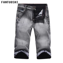 Горячая Распродажа летние Для Мужчин's Джинсовые шорты Высокое качество Мода Досуг Хлопок Для мужчин тонкий прямой бренд джинсы шорты светло-голубой 36