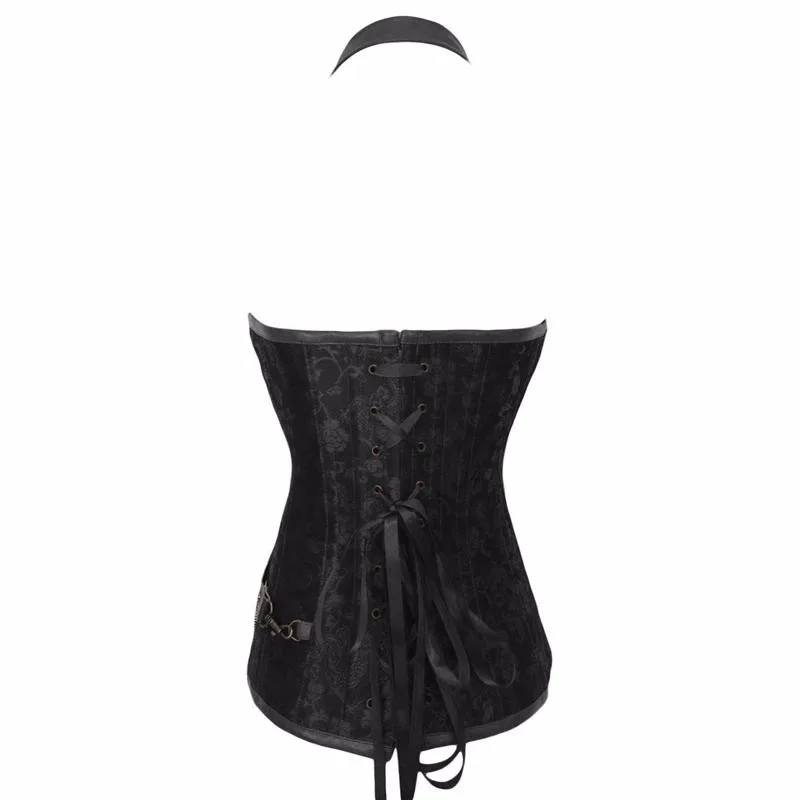 Black-Corset-With-Faux-Leather-Halterneck-W580908A-3