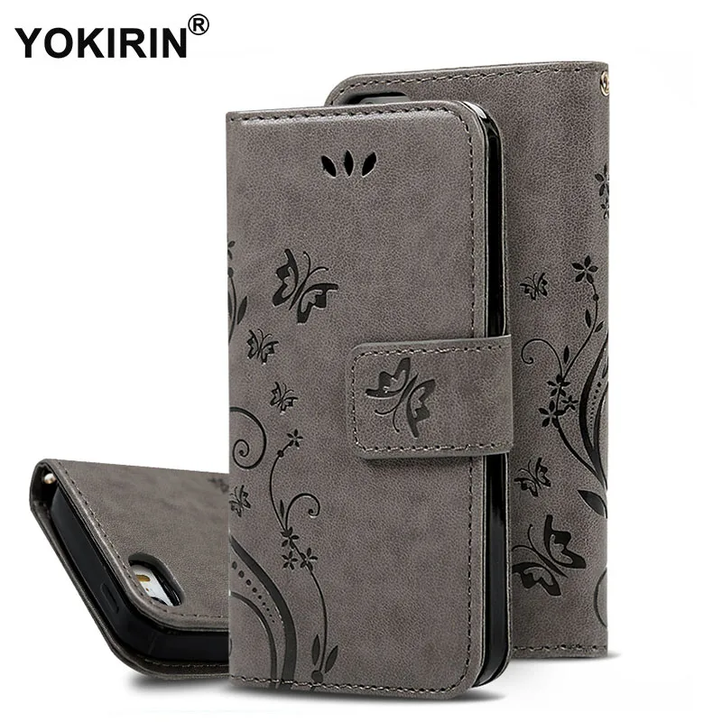 

YOKIRIN For iPhone 5S Flower Printing Luxury PU Leather Stand Wallet Flip Cover Phone Case for iPhone 5 5S SE with Card Slots