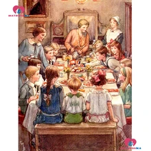 На заказ 5D DIY Алмазная картина полностью, День благодарения ужин, вышивка, мозаика, Вышивка крестиком, аксессуары, рукоделие, узор