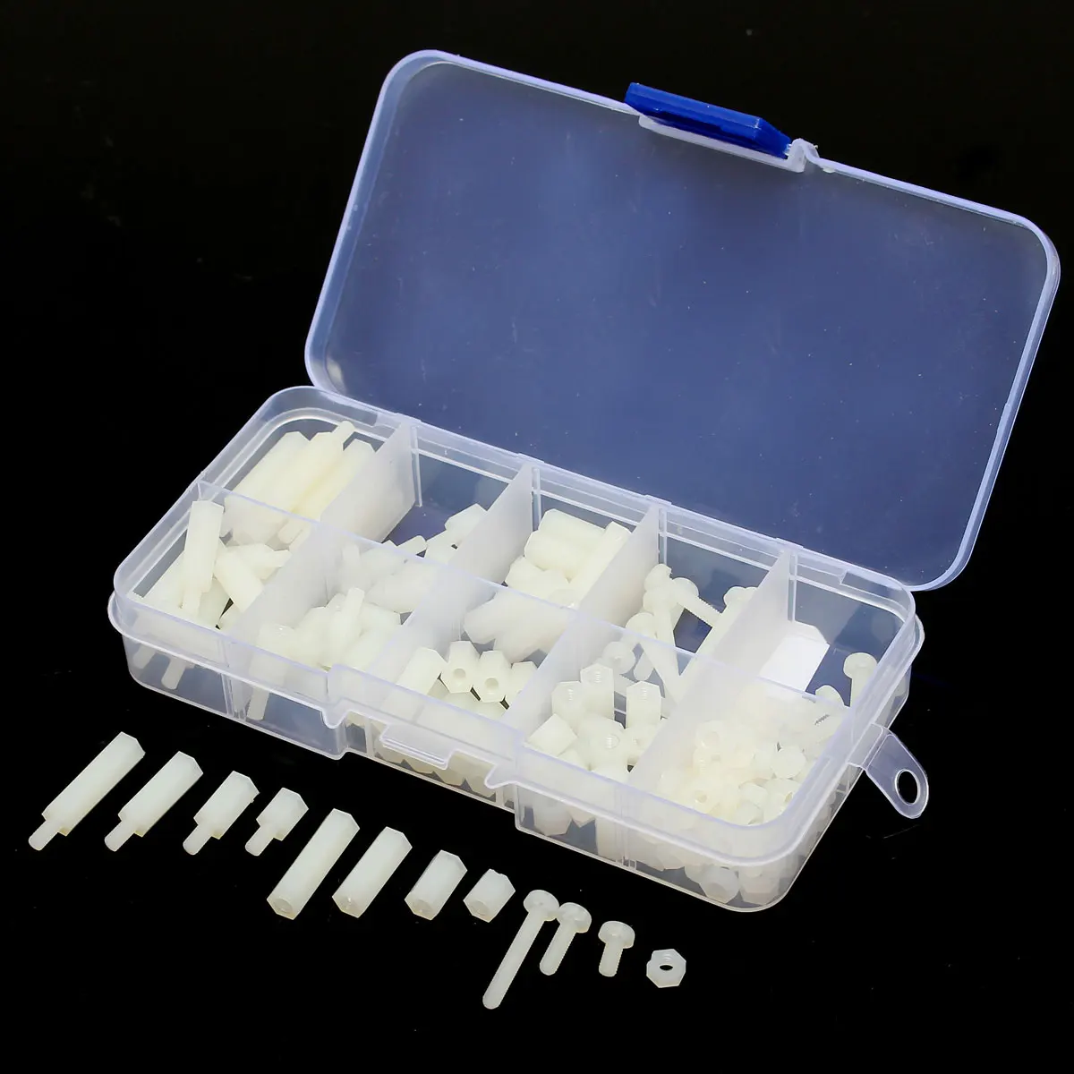 

150Pcs/Set M3 White Nylon Hex Spacers Screws Nuts Assortment Kit Stand Off Accessories Set Fastener Hardware With Box