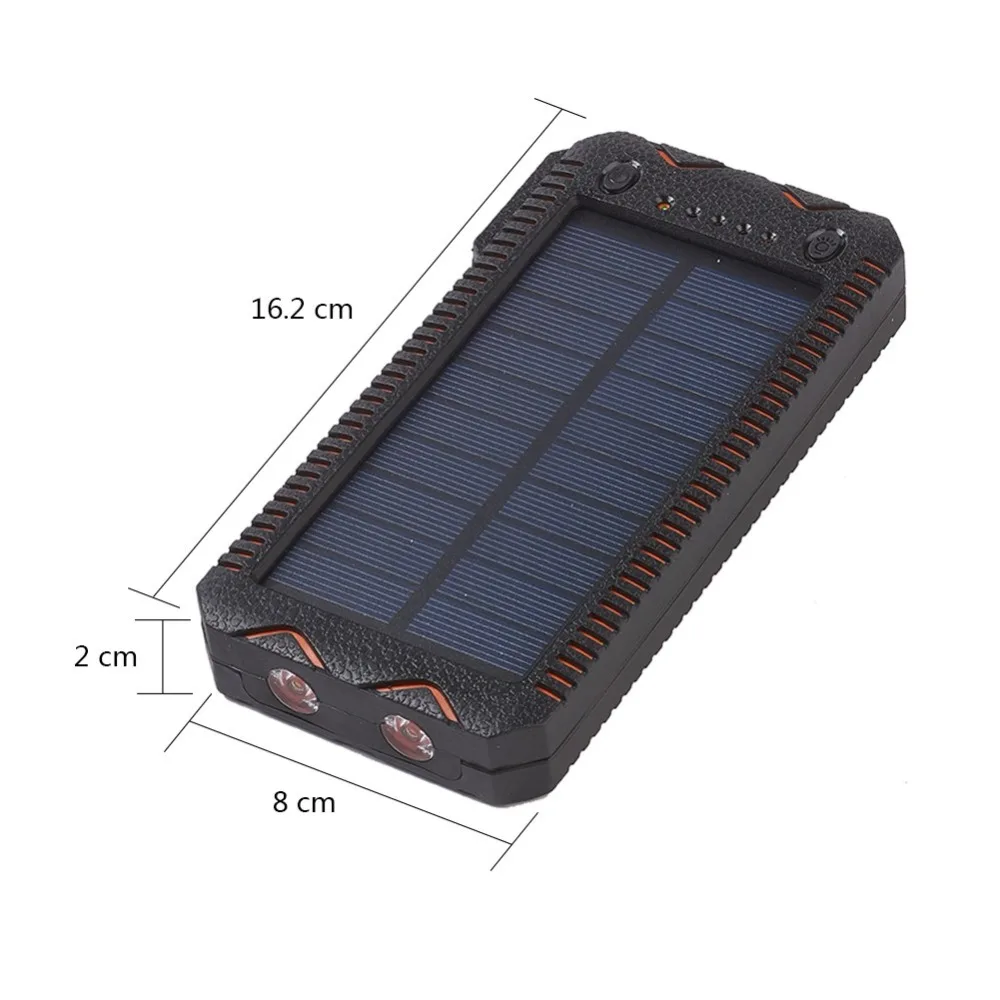 Portable Dual USB & MICRO Input Port Solar Battery Charger External Battery Pack Phone Charger Power Bank for Smartphones