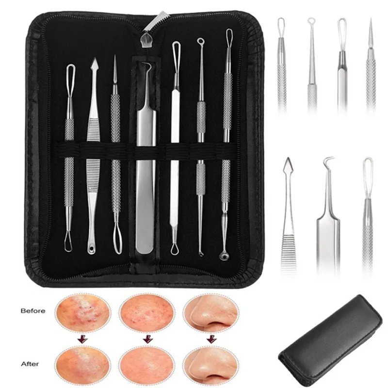 7pcs/set Portable Stainless Steel Beauty Tool Double Ended Needle Blackhead Remover Face Skin Care Tools | Красота и здоровье