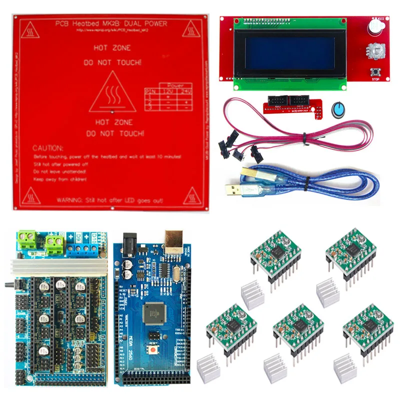 Ramps 1 6 комплект шт. Mega 2560 R3 + контроллер RAMPS 5 модуль шагового драйвера A4988 жк 2004 MK2B