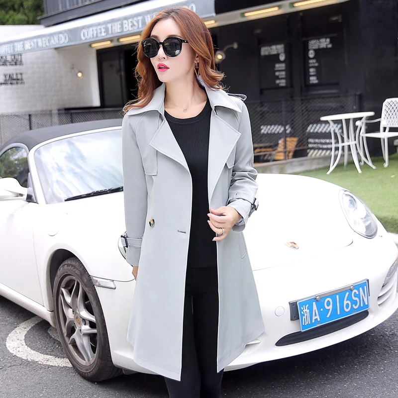 2018 Survêtement Tranchée gray Manteau Tnlnzhyn Solide black pink Pardessus vent Coupe Mode Taille Slim Couleur Printemps De Femelle Femmes Vêtements Grande Corée Beige ggZrq5W