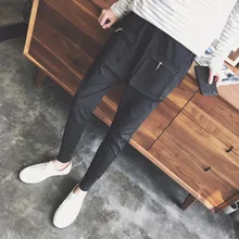 M-5XL Новинка Мужская одежда модные летние большие карманные Гаремные с низкой проймой брюки с резинками на щиколотках плюс размер стилист волос костюмы