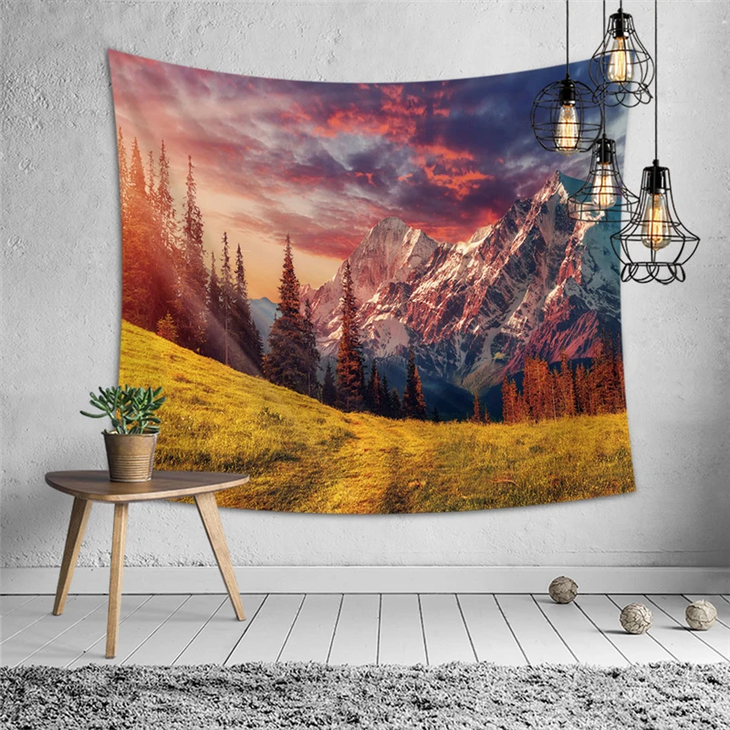 

Mountain Forest Printed Square Beach Towel Landscape Nature Wall Tapestry Thin Polyester Yoga Mat Blanket 200*150cm Decoration