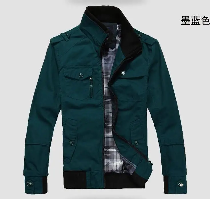 spring jacket men's clothing spring and autumn military fatigues jacket 100% cotton casual stand collar jacket men's clothing