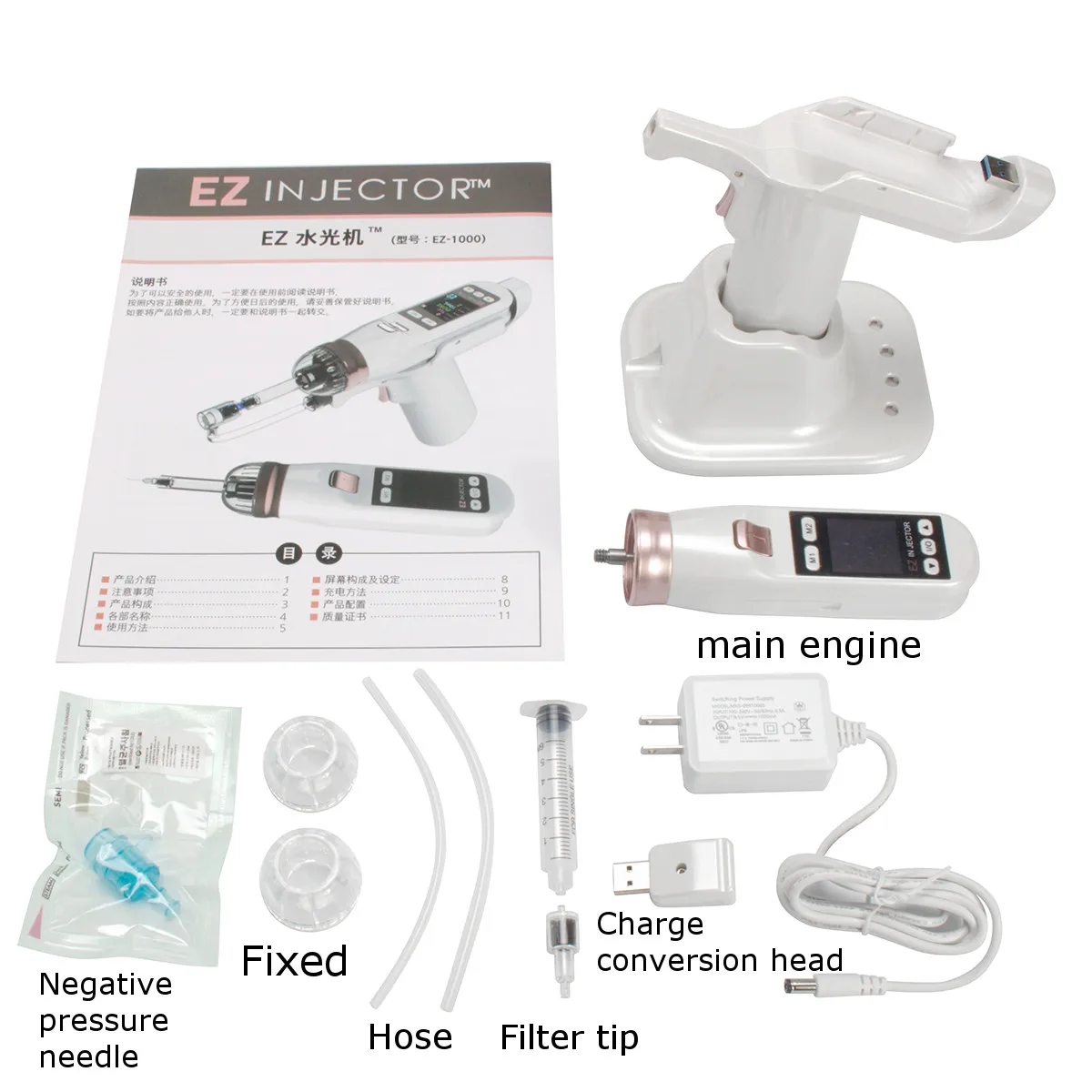 Korea Mesotherapy EZ Negative Pressure Meso guns Mesotherapy Hydrolifting Water Injector Needle Free Microcrystal Injection