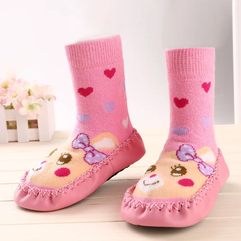 Cute Winter Baby Boy Girl Children Socks Anti Slip Newborn Animal Cartoon Shoes Slippers Boots Soft Leather Soled Indoor Socks baby girl boy bling first walkers toddler soft sole sports shoes breathable children s anti slip shoe light cool summer new in