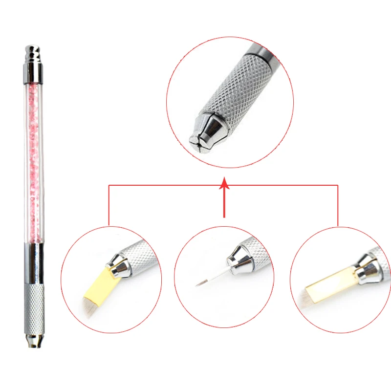 Microblading Tattoo Pen 영원한 메이크업 눈썹 문신 용품 Microblading Pen Blades 바늘 수동 홀더 Microblading Tool