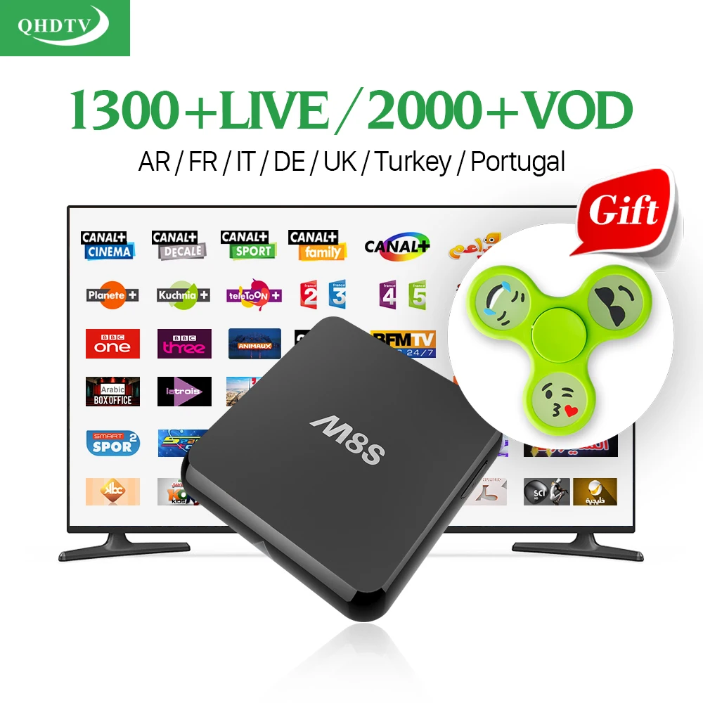 M8S Android Smart TV Set Top Box 2g ram with HD QHDTV Code Arabic IPTV Subscription 1 year IPTV Europe French Italia UK iptv Box