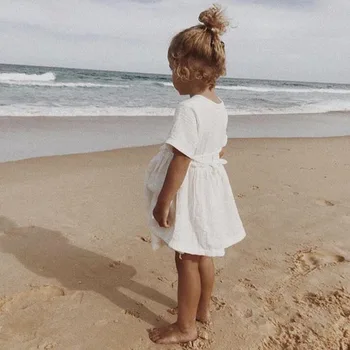 

2019 Ins European & America Toddler Kids Girl Dress Baby Girls Dresses Brand Cotton Summer Linen Clothings Princess Girl Clothes